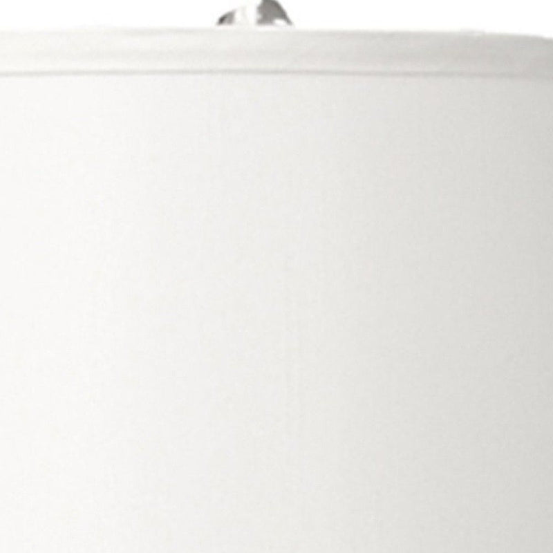 Metal Gourd Table Lamp With White Tapered Drum Shade - Silver