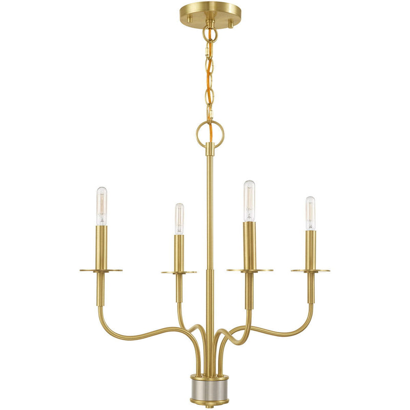 22'' Four Light Dimmable Chandelier With Shades - Brass