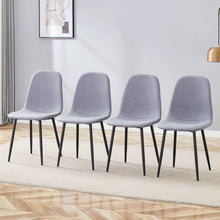 Load image into Gallery viewer, Luxury Simple Chair Linen Cotton High Resilience Dining Chair With Black Metal Legs (Set of 4) - Light Gray
