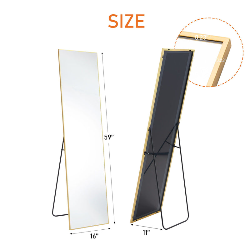 59" Aluminum Arch Freestanding Framed Standing Mirror - Gold