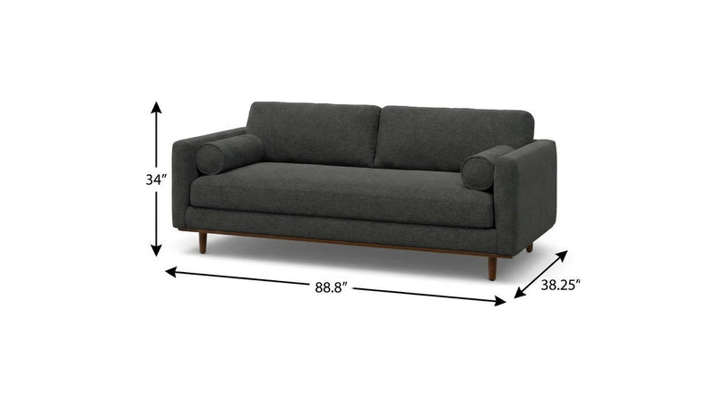 89" Sofa With Brown Legs - Gray