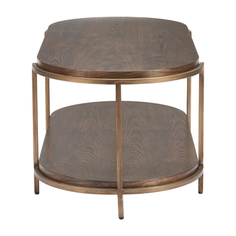 Solid Wood Oval Pedestal Coffee Table - Brown