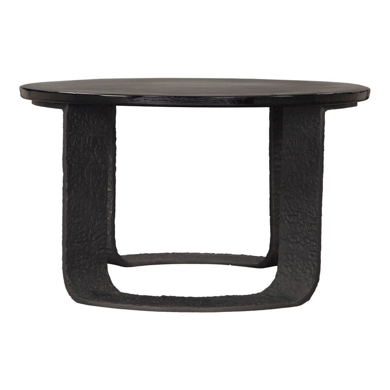 Glass Aluminum Round Pedestal Coffee Table - Black
