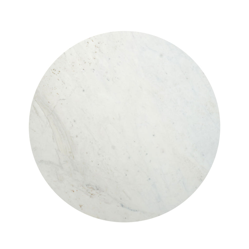 55" Genuine Marble And Iron Round Cross Legs Coffee Table - White And Black