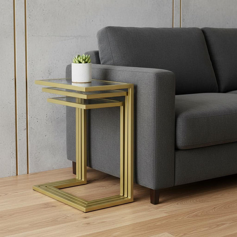 Glass Rectangular End Table - Chrome