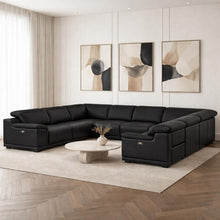 Load image into Gallery viewer, Leather Modular U Shaped Eight Piece Corner Sectional - Black
