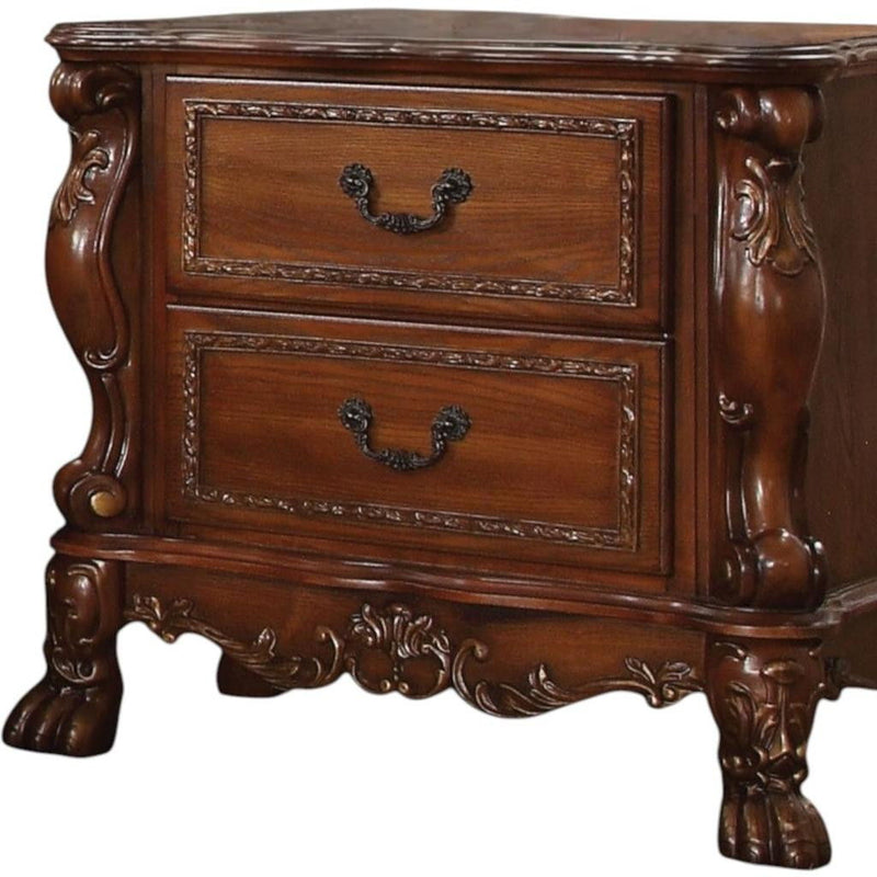 31" Wood Two Drawer Nightstand - Oak