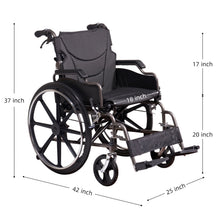 Load image into Gallery viewer, Lightweight Wheelchair Foldable For Adults, Manual Transport Chair With Double Brakes
