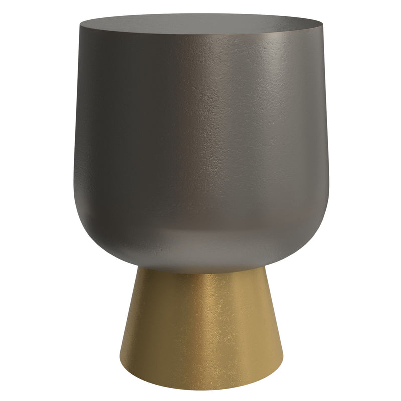 20" Aluminum Round End Table - Antiqued Brass