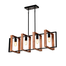 Load image into Gallery viewer, 4 Light Kitchen Island Lights Pendant Light Farmhouse Dining Room Light Fixture, Rectangular Chandelier, 36" Hanging Lighting For Living Room, Conference Room, Home Office - Matte Black
