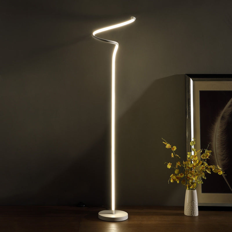 LED Novelty Curvy Spiral Floor Lamp - White