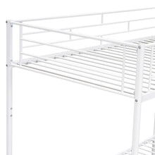 Load image into Gallery viewer, Twin Over Twin Metal Bunk Bed with Shelf and Guardrails, White
