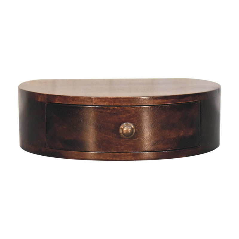 16" Solid Wood One Drawer Half Moon Floating Nightstand - Walnut