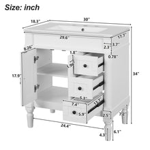 Load image into Gallery viewer, Bathroom Vanity With Ceramic Sink, 2 Doors 3 Drawers, Soft Close Design
