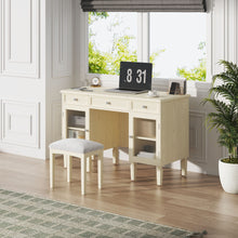 Load image into Gallery viewer, Multi Functional 2 In 1 Vanity Desk With Flip Top Mirror Material - White Oak
