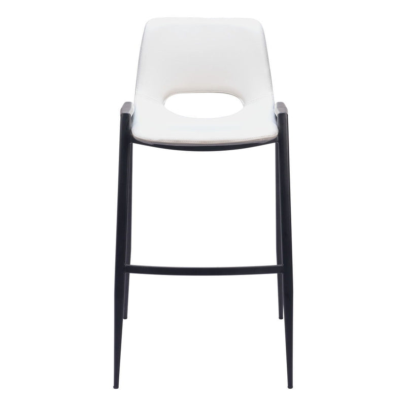 30" Faux Leather And Steel Low Back Bar Height Bar Chairs (Set of 2) - White / Black