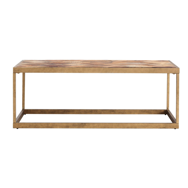 48" Solid Wood And Metal Rectangular Coffee Table - Brown