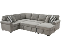 Load image into Gallery viewer, 117&quot; Oversized Sectional Sofa with Storage Chaise, Rolled Arms U Shaped Sectional Couch ,Removable Soft Backrest Cushions, with 4 Throw Pillows for Large Space Dorm Apartment,Light Gray
