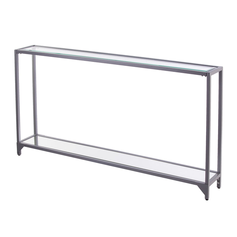 Glass Mirrored Floor Shelf Console Table With Storage - Clear / Silver