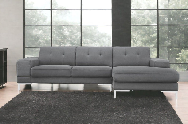 Polyester L Shaped Two Piece Sofa Chaise Sectional - Dark Gray
