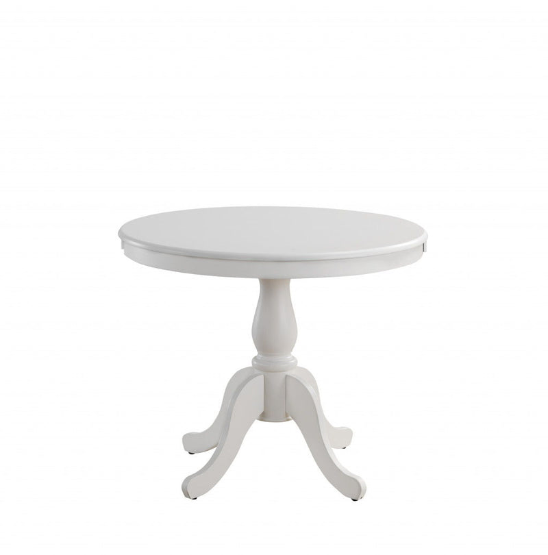 36" Rounded Solid Manufactured Wood And Solid Wood Pedestal Base Dining Table - White