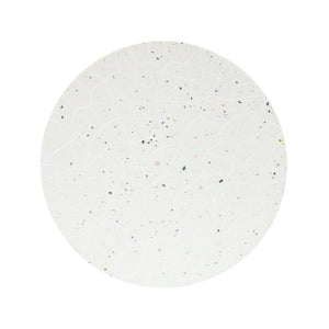 Outdoor Terrazzo Concrete Drum End Table, Living Room Accent Table - White Terrazzo