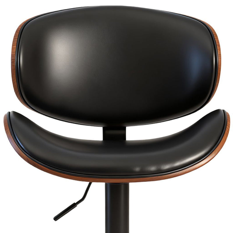 Faux Leather Adjustable Height Swivel Bar Chairs (Set of 2) - Black / Brown