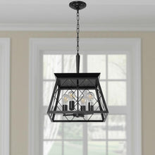 Load image into Gallery viewer, Four Light Metal Chandelier With Shades - Black
