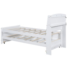 Load image into Gallery viewer, Twin Size Platform Bed with Storage LED Headboard, Twin Size Trundle and 3 Drawers, White
