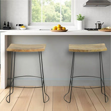 Load image into Gallery viewer, 25" Steel Backless Counter Height Bar Chairs (Set of 2) - Natural And Black
