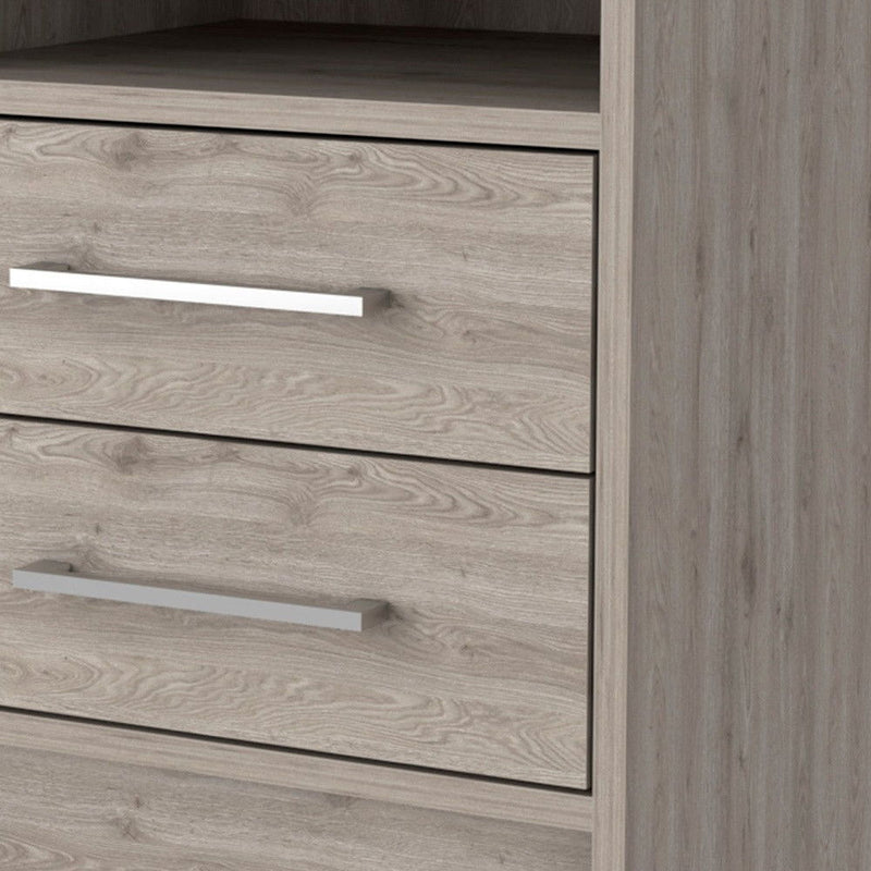 20" Light Wood Two Drawer Nightstand - Gray