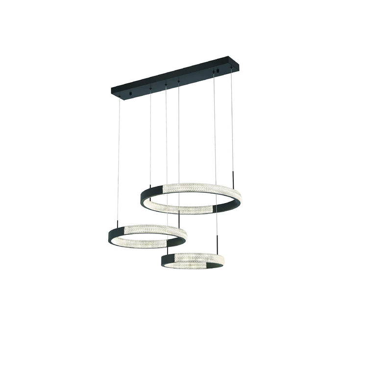 Candle Style Metal 3 Light LED Dimmable Chandelier - Black