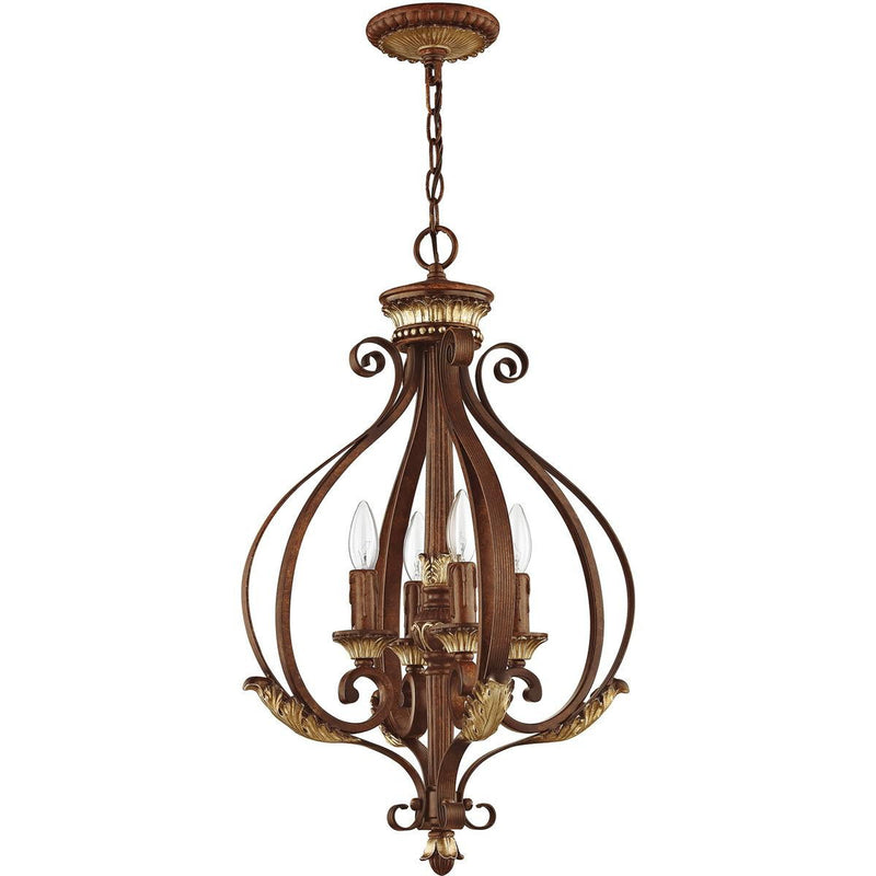 27" Four Light Dimmable Chandelier With Shades - Bronze