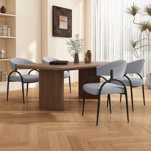 Contemporary Upholstered Dining Chairs With Metal Legs (Set of 2)