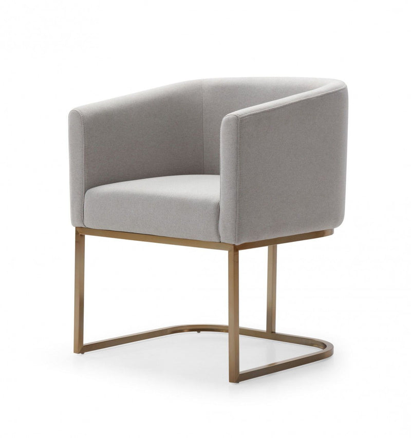 Contemporary Upholstered Fabric Dining Arm Chair - Light Gray
