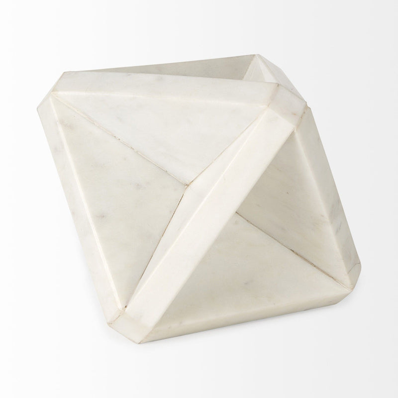 Marble Geometric Square Sculpture - White