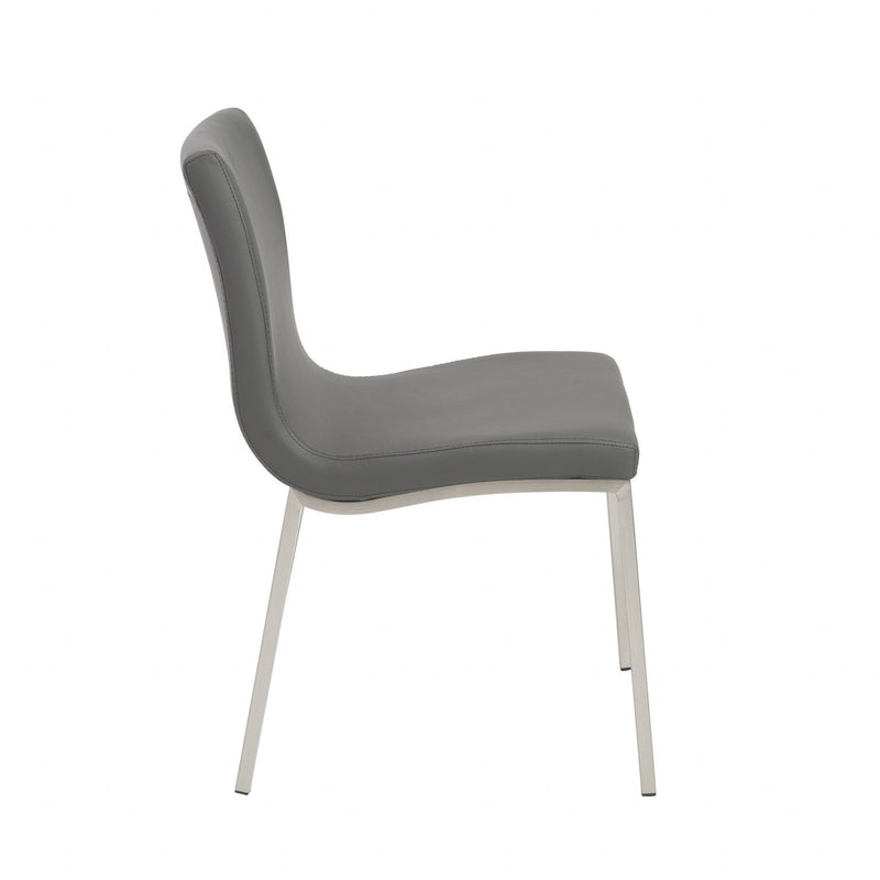 Leather Upholstered Dining Side Chairs (Set of 2) - Gray