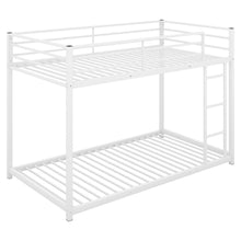 Load image into Gallery viewer, Twin over Twin Metal Bunk Bed, Low Bunk Bed with Ladder,White(OLD SKU:MF197033AAK)
