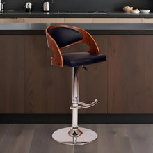 Load image into Gallery viewer, 43" Faux Leather Swivel Low Back Adjustable Height Bar Chair - Black / Silver
