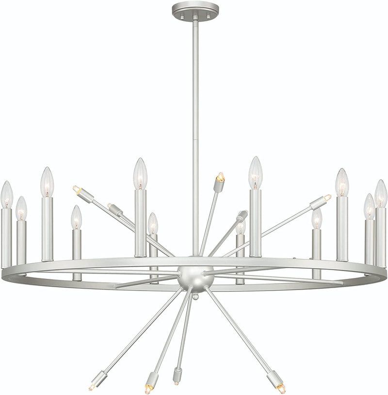 Candle Style Multi Light Metal Dimmable Chandelier - Silver