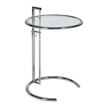 Load image into Gallery viewer, Glass And Metal Height Adjustable Round End Table - Clear / Silver
