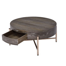 Load image into Gallery viewer, Round Coffee Table With Drawer - Champagne And Dark Oak
