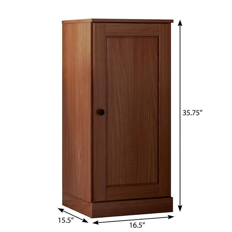 Solid Wood Adjustable Three Tier Library Bookcase With One Door (751361) - Coffee