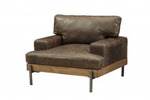 Load image into Gallery viewer, Faux Leather Chair And A Half - Chocolate And Gray
