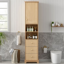 Load image into Gallery viewer, Tall Bathroom Cabinet With 1 Door, 3 Drawers, Open Storage - Wood
