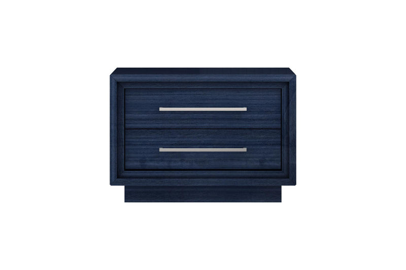 Sapphire Wood Two Drawer Nightstand - Blue