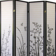 Load image into Gallery viewer, Folding Four Panel Screen Room Divider (469142) - Black / White
