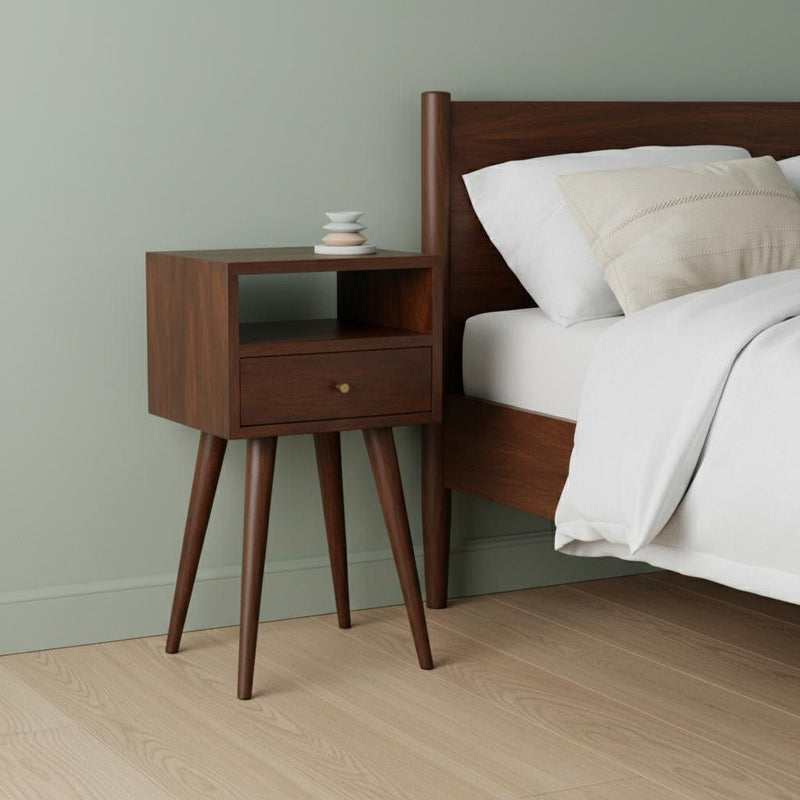 Solid Wood One Drawer Nightstand - Chestnut