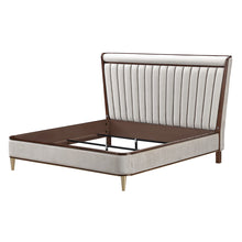 Load image into Gallery viewer, Houston - Eastern King Channel Tufted Panel Bed - Porcini / Walnut
