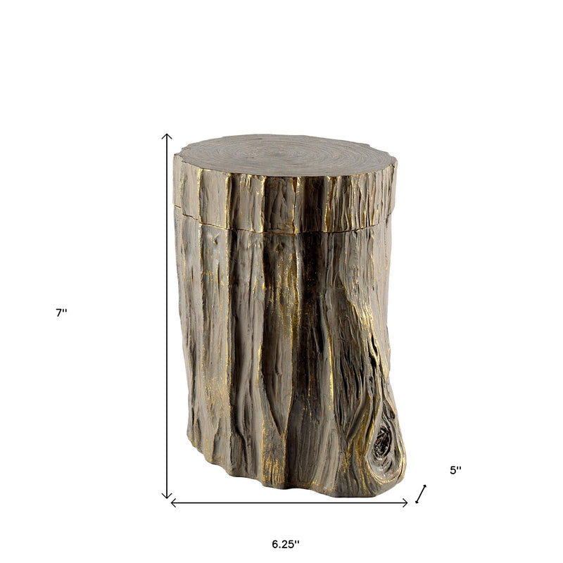 Modern Abstract Tree Stump Decorative Box - Brown / Gold